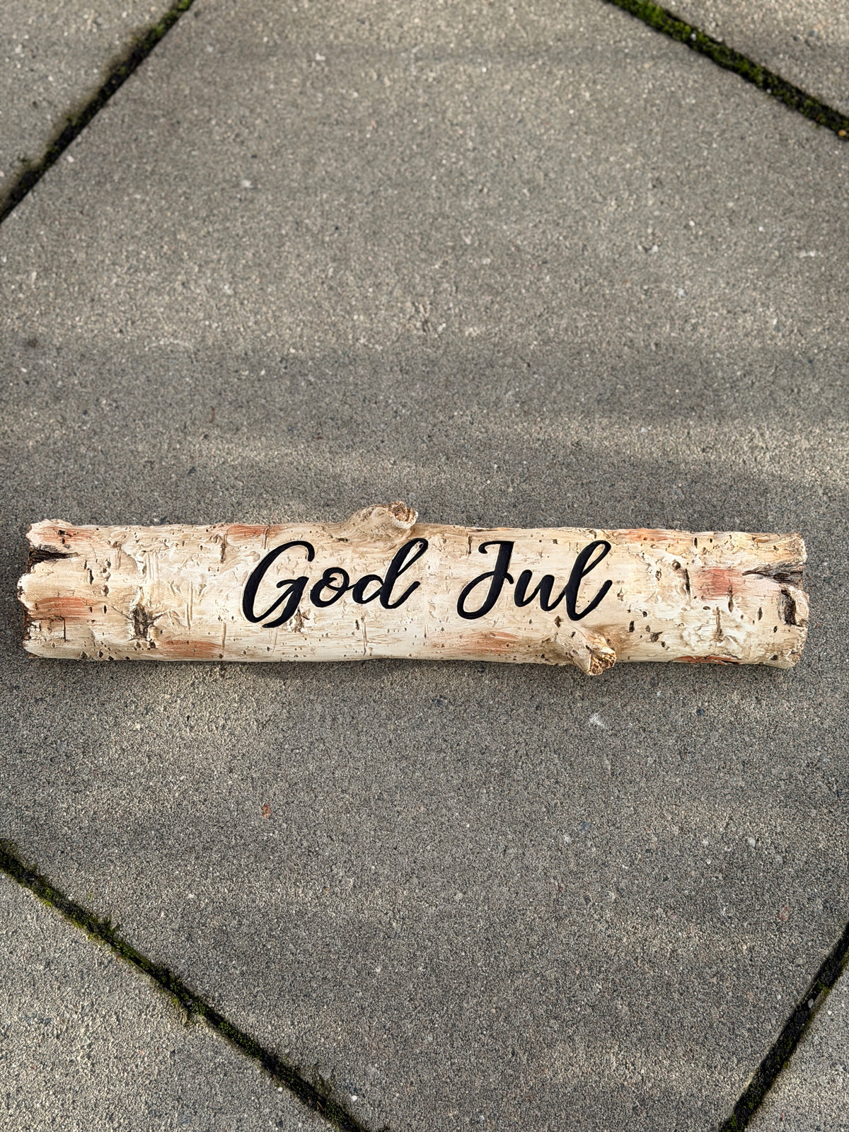 Dørskilt God Jul Bjørk/Trelook